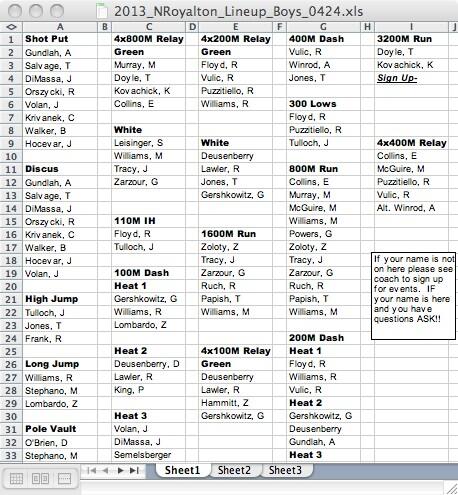 SvilleTrack's tweet photo. BOYS SCHEDULE FOR NORTH ROYALTON TODAY http://t.co/J6FGeJ8ftw