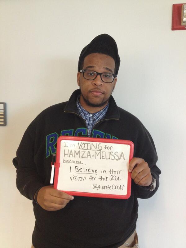 wecreateumbc's tweet image. &quot;I&apos;m voting Hamza &amp;amp; Melissa because I believe in their vision for this SGA.&quot; @AlonteCross #reigniteUMBC