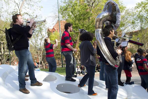 Penn's tweet photo. #Penn2017 closed out their #PennPreviews experience w/ a @PennBand performance on the Button. @PreviewingPenn http://t.co/x0aO840LKB