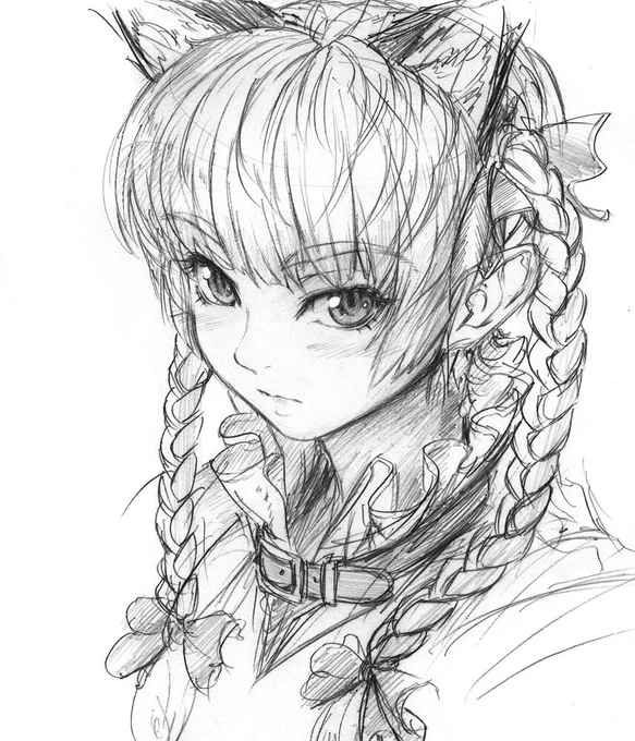 鉛筆画:おりんりん。 