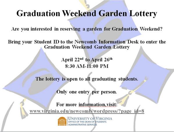 The 2013 Graduation Garden Lottery is now OPEN! Calling ALL 4th Years!