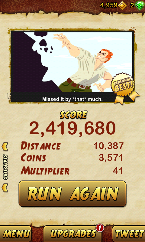 LaBaOr's tweet photo. I got 2419680 points while escaping from a Giant Demon Monkey. Beat that! http://t.co/32zVeq4FNO http://t.co/BC9QXnXoz8