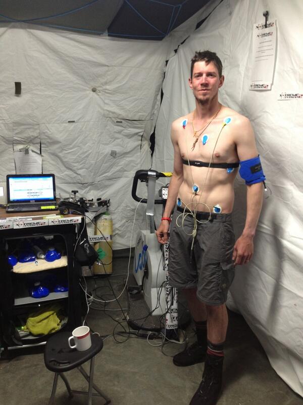 XtremeEverest's tweet image. Live in 15mins for the VO2max test with  Dan Hughes of @everestmillion and the @XtremeEverest team at #basecamp
