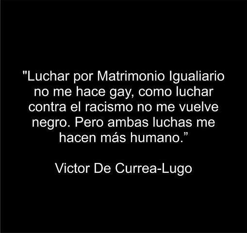 Luchar por el matrimonio igualitario no me hace gay, como luchar contra el racismo no me vuelve negro. Pero me..