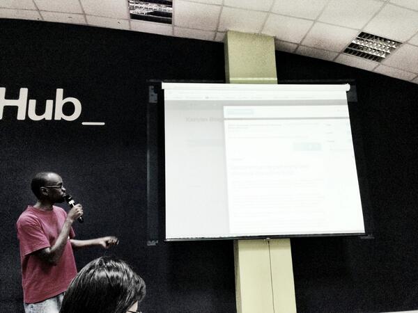 swiftriver's tweet image. Getting our hands dirty, @bytebandit is taking us through a live demo of Swift
