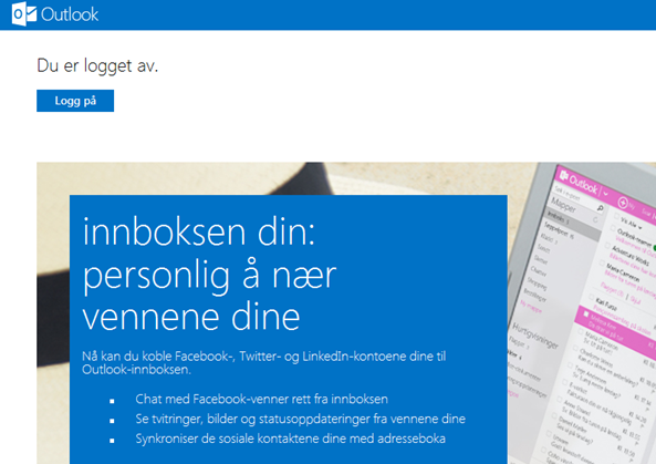 slossius's tweet photo. Bra jobba av #Outlook som like godt bruker google translate til å oversette annonsene sine til norsk :) http://t.co/73xkfls7wN