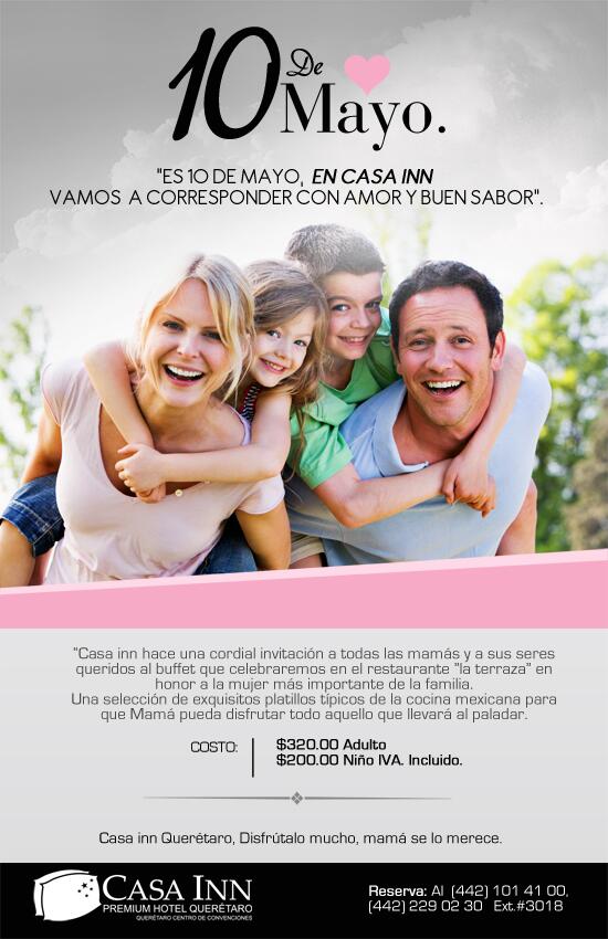CASAINNQRO's tweet photo. Ven a festejar a mamá con nosotros, Casa Inn Querétaro, la mejor vista y deliciosa gastronomía!!! 01.442.1014100 http://t.co/aJPNtN00HF