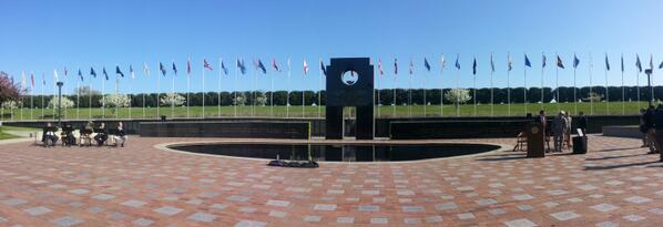 Enjoying visit with students @ Pittsburg, KS Go Gorillas.  At memorial. Thanks for the paver.