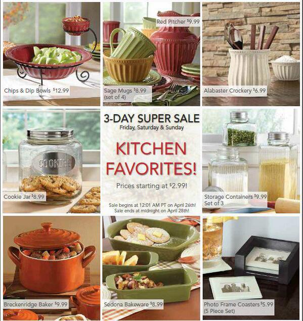 ShellysAtHome's tweet photo. Heads up! New 3 Day SUPER SALE starting tomorrow with prices starting at $2.99!!
http://livetobless/athome.com http://t.co/2yk8E69ELy