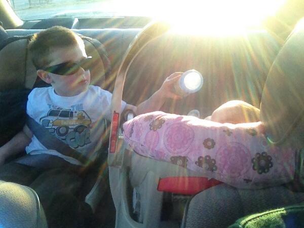 quincylanders's tweet photo. What a great big brother! He stopped Quincy's crying; gave him a bottle while we were still 15 minutes from our exit http://t.co/n6QC23TKbj