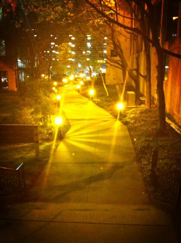 The path to deck in the night of school!!