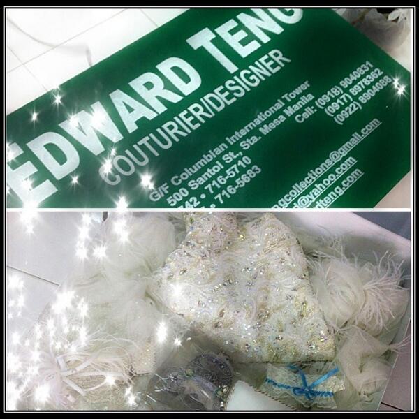 TLCPapaJack's tweet photo. Sinilip ko gown ni mahal.. Excited for the big day!! Thank you so much tito #edwardteng :) http://t.co/srXmuwNj5Y