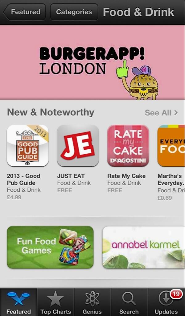 Our @Burgerapp by @burgeracblog featured in the @AppStore today! #burgers #london #app
