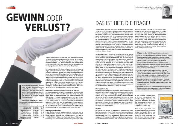 +++Gewinn oder Verlust? Das ist hier die Frage+++

gastronomieexperte jürgen schneider
jobsintourism.at