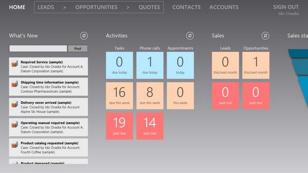 ryandarbymartin's tweet image. Preview 1: of the #atworkcrm #SFA Home for #MSDynCRM coming very soon to #Windows8 and #iPad devices!!