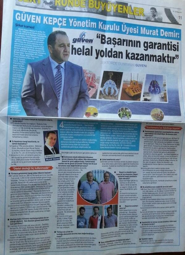 Şirketimiz Yönetim Kurulu Üyesi Murat Demır ile yapılan röportaj da emegi gecen herkese teşekkürlerimizi sunarız.