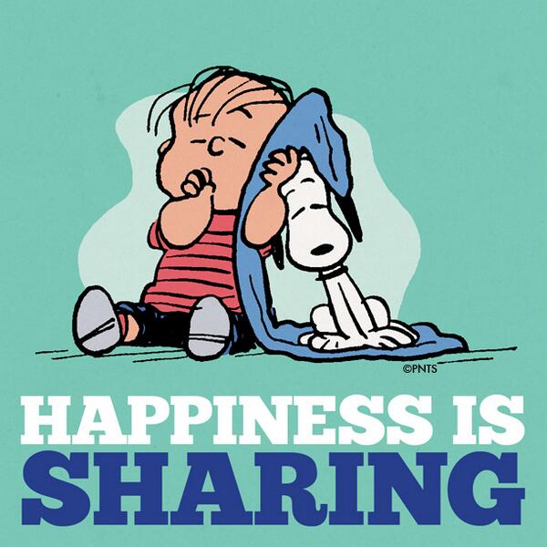 Snoopy's tweet image. Happiness is sharing.