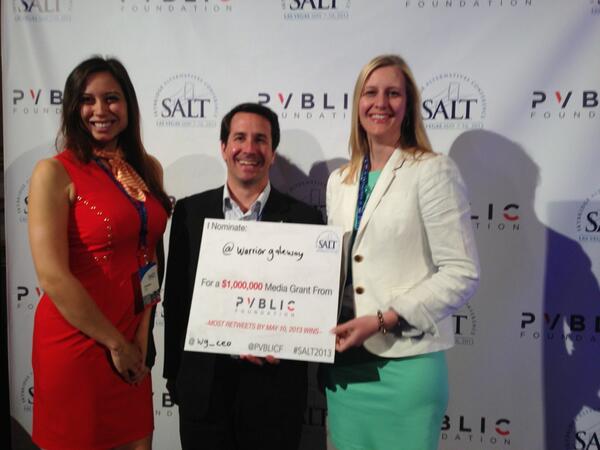 PvblicF's tweet photo. RT This photo by 5/10 2 help @WarriorGateway win a $1 Million Media Grant from @PVBLICF #SALT2013 @wg_ceo http://t.co/C5vWOS6DI7