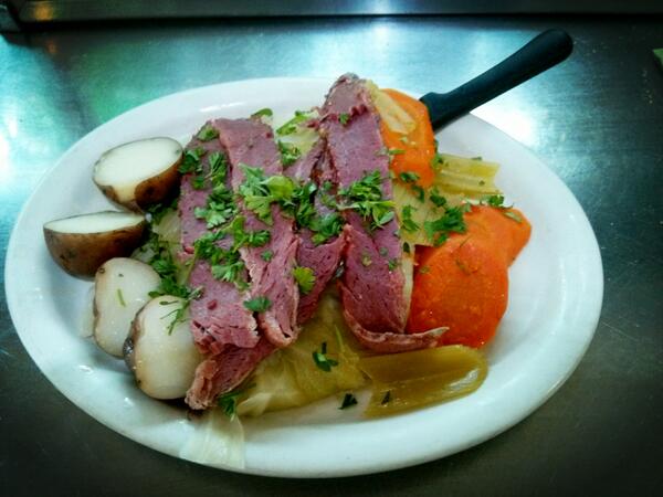 The1Hillside's tweet photo. Corned beef and cabbage, every # Thursday http://t.co/1cWkgacdFj