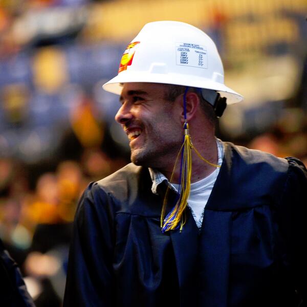 mccneb's tweet image. This grad wore a hard hat to the ceremony last year…love his creativity! #MCCgraduation