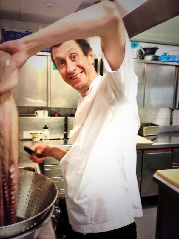 alicestaker's tweet image. @chef_chappell removing the beak from an octopus during my #cheftutorial