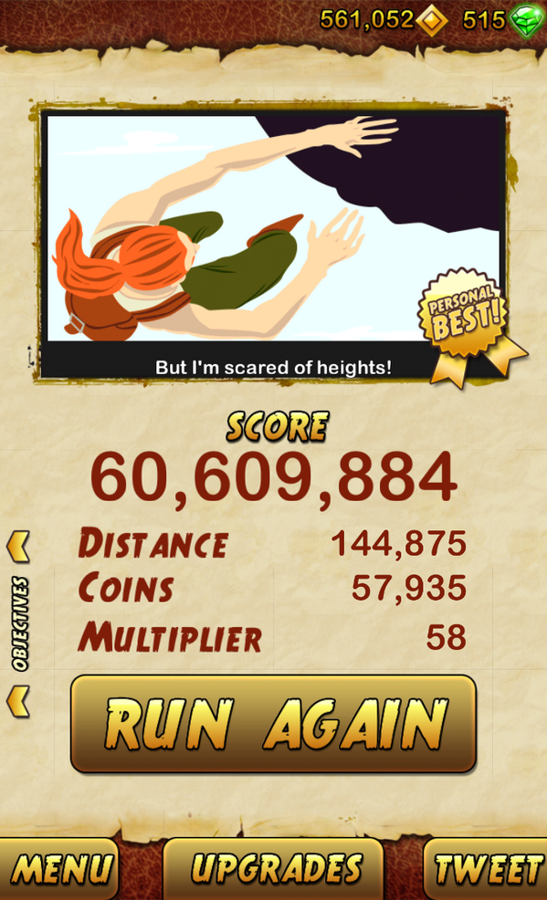 I got 60609884 points while escaping from a Giant Demon Monkey. Beat that! bit.ly/TempleRun2Andr…