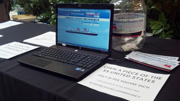 AlphaDavid's tweet photo. Stop by #livbizexpo where you can buy your own piece of America's Flagship. Help @SSUSC #savetheunitedstates! http://t.co/ZPnwOcVqOW