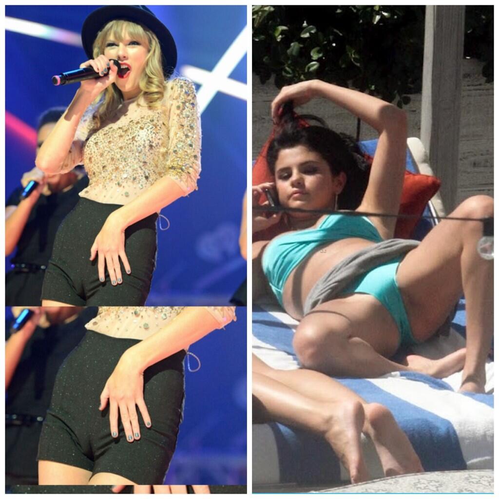 “Taylor swift's camel toe VS selena gomez's camel toe&#...