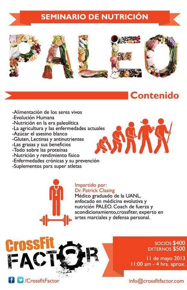 alfredocanales's tweet image. Este sábado 11 AM seminario de nutrición paleolitica del @DrClasing en @CrossfitFactor #ViveRX