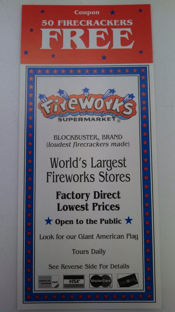 BoomFireworks's tweet image. Show this tweet to receive FREE FIREWORKS! 
Or click this link fireworkssupermarket.com/DiscountPolicy for even more valuable coupons.