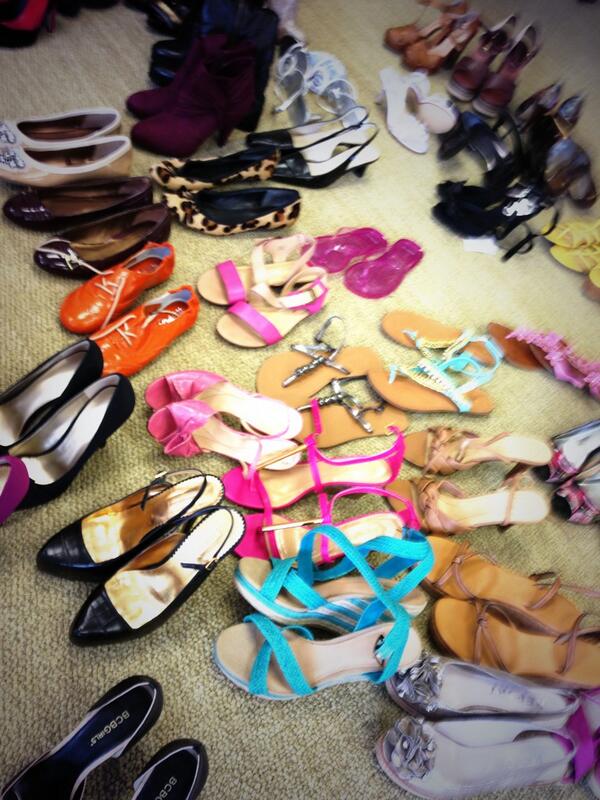 Organizing our shoe closet today! So many shoes!