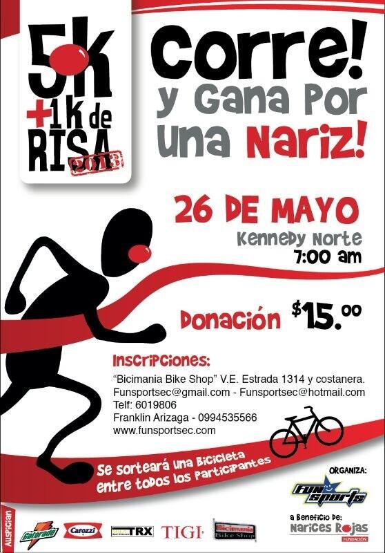 FunSportsEc's tweet photo. No te olvides inscríbete en los 5K + 1K de Risa para que corras por una Nariz este 26 de Mayo RT http://t.co/kIS87tkepa