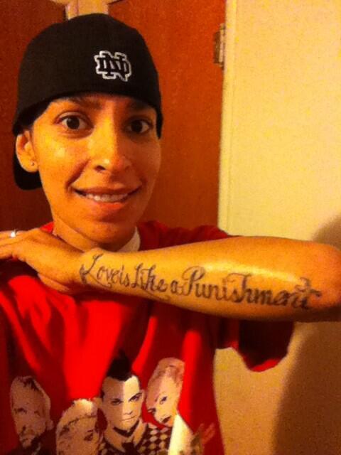 nodoubt's tweet photo. Check out @NoDoubter2383's new #NDINK! Can anyone name the song these lyrics are from? http://t.co/oj9UDPL5TZ