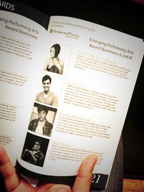 That's me in the program #Martys2013 #itsanhonorjusttobenominated