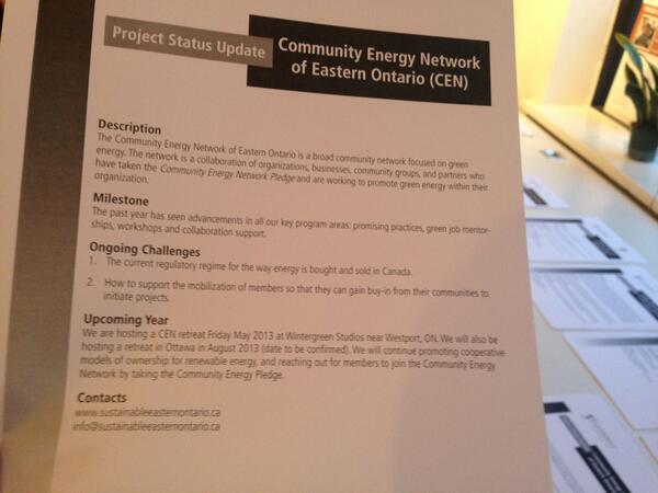 3i_Summit's tweet photo. Community Energy Network of Eastern Ontario brings together community groups, orgs &amp; biz to promote green energy #3i http://t.co/ZJzgoDmVKa