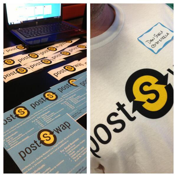 MissJenniPants's tweet image. .@postSwap is showing off at @TechCocktail! #proud