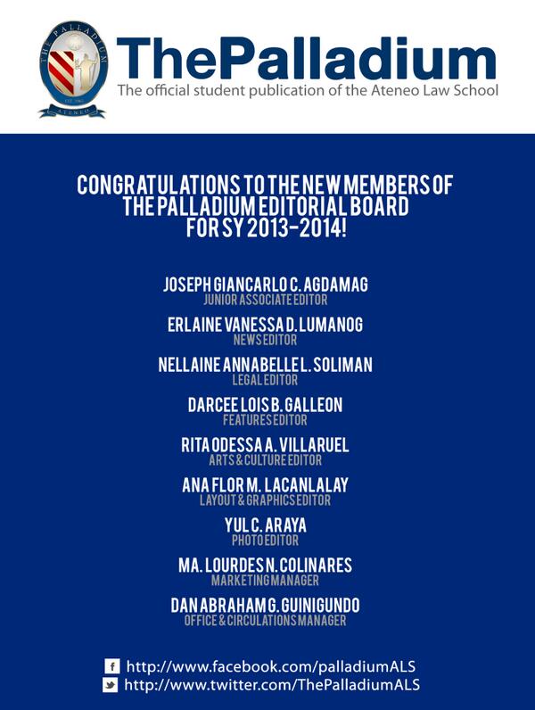 Congratulations to the new members of The Palladium Editorial Board for 2013-2014! #bethedifference