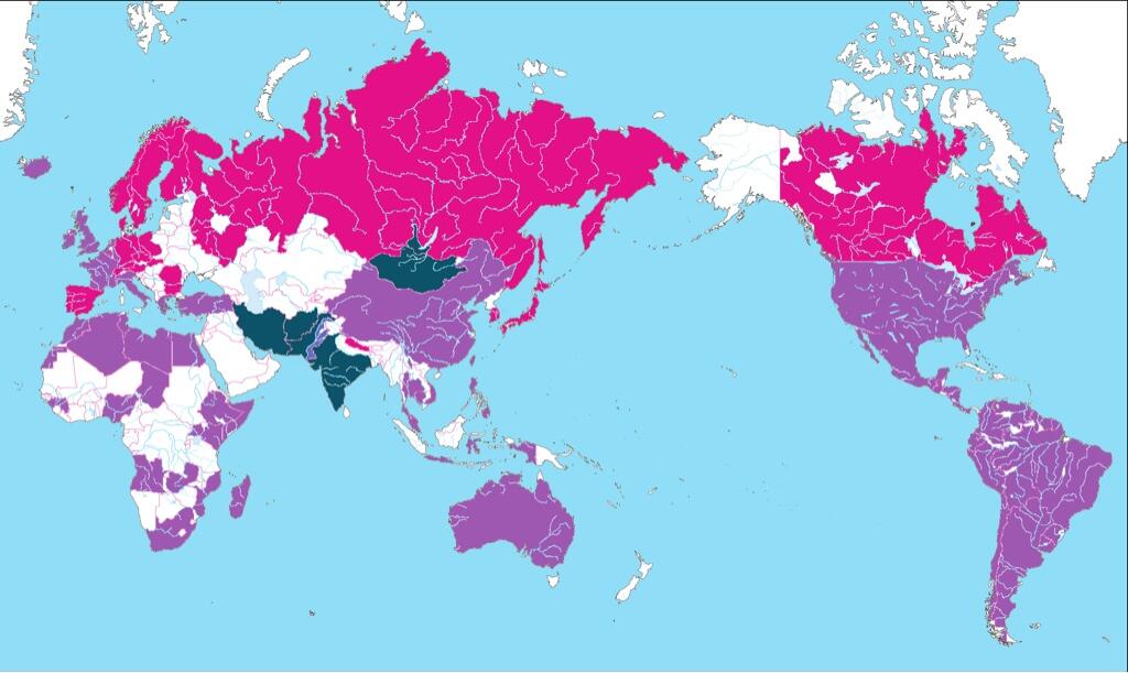 Ab型bot On Twitter 世界の血液型分布図 赤はa型が多い国 紫はo型が多い国 紺はb型が多い国 Ab型多い国っていうのはないね Http T Co Kkpbcvgv0b