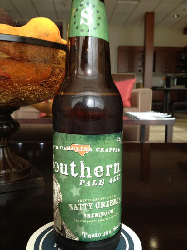 rt4beachbum's tweet photo. North Carolina @nattygreenes pale ale after a long flight! http://t.co/2PMIHcVeqP
