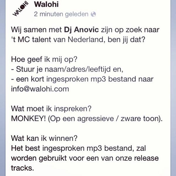 ArnoldInsey_'s tweet image. Is dit iets voor jou, geef je dan snel op!? #MCTalent #WalohiRecords @DjAnovic