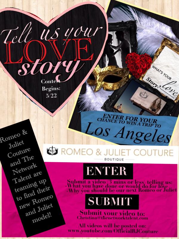 model_brown's tweet image. Tell us your most romantic love story and win a trip to LA + a photo shoot with Romeo and Juliet Couture!