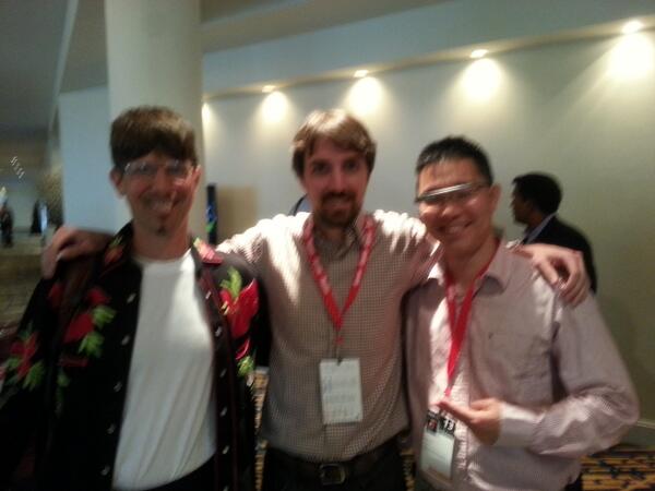 morganbic's tweet image. Greg (left) the author of the dsky9 project and the maker of the first official game on Glass #modevux