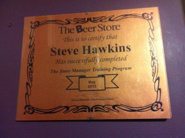BeerHawk's tweet image. I got the piece of paper I was looking for! #Graduated #RetailStoreManager #Woot!!!!