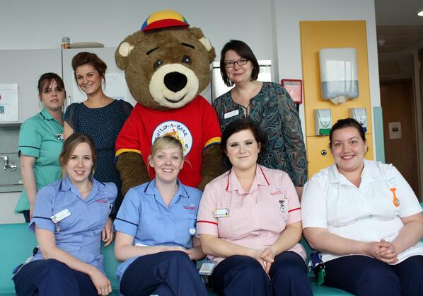 Many thanks <a href="/BuildABear/">buildabear</a> for helping us celebrate Bear Ward’s birthday. Here's their mascot Bearemy with our nurses.