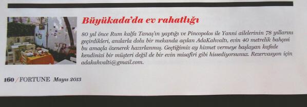 Ada Kahvaltı Fortune dergisi Mayıs sayısında