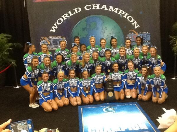 InsideCheer's tweet photo. Gold Medalists in the Medium All Girl Division - Stingray All Stars Orange #worlds2013 http://t.co/gdiOTThosE