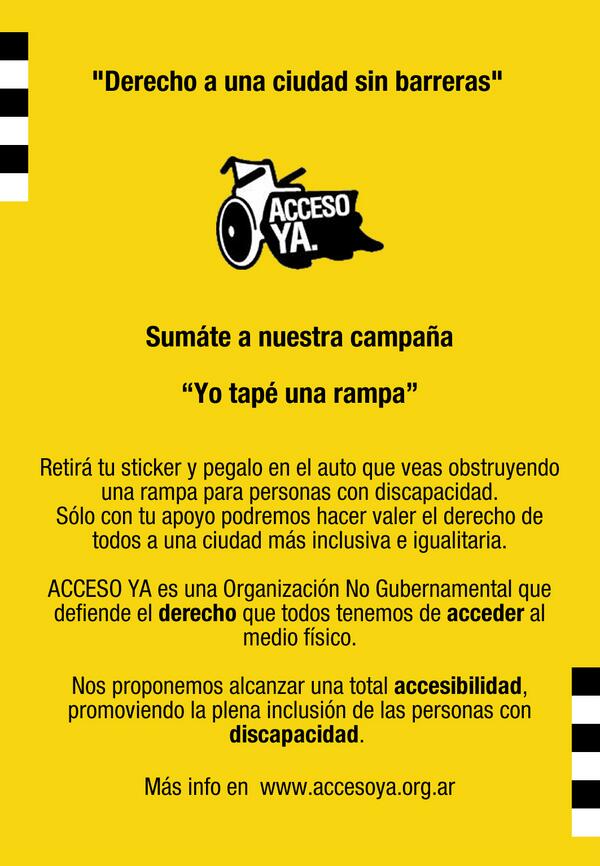 ACCESOYA's tweet photo. Cómo participar de la campaña Yo tapé una rampa #accesibilidad. Podés descargar los calcos de http://t.co/RWejy1TAyc http://t.co/MNJRItAyTZ