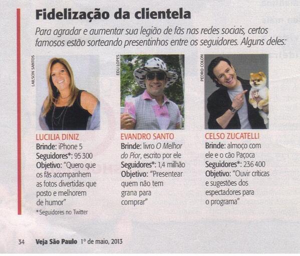 A promoção que a <a href="/talentmix/">agenciatalentmix</a> fez com Celso Zucatelli (<a href="/zucatelli/">celso</a>) virou assunto da revista VEJA SP, confira: