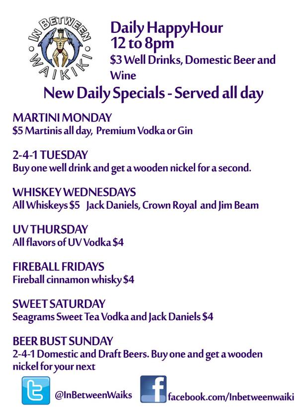 inbetweenWaiks's tweet photo. New Drink Specials Start May 1st! http://t.co/hZUF4wed3P