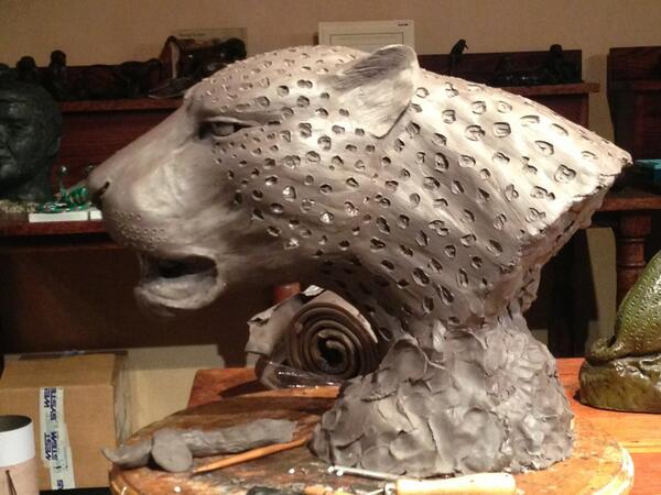 DGreigArt's tweet photo. My latest leopard head sculpture     Really enjoyed creating it http://t.co/L7gnOsmNXD